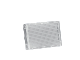 Glass Coated 384 Square Well, 120 µL, Polypropylene, Flat Bottom